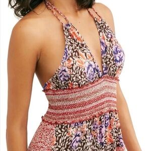 Free People Intimately Gabriela Patchwork Printed Halter Slip Dress